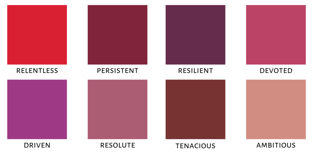 Shade chart showing the different shades of Mattitude Liquid Lipstick