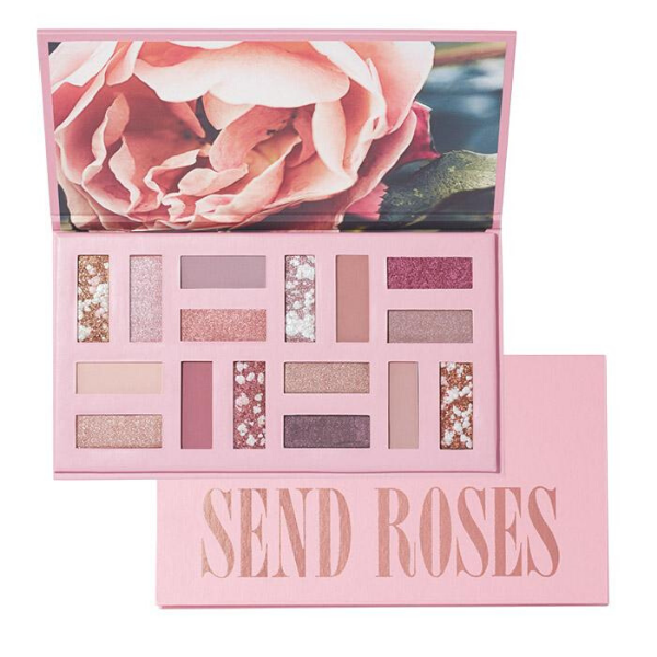 Open compact of Send Roses Eye Palette, against a white background