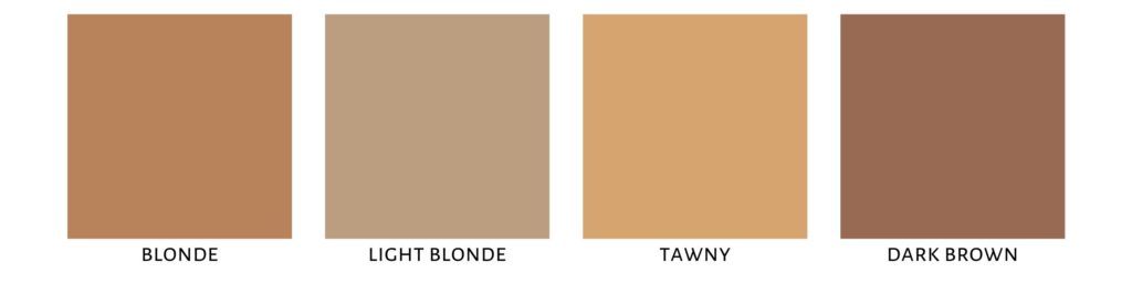 Shade chart showing the different shades of Glimmersticks Brow Definer