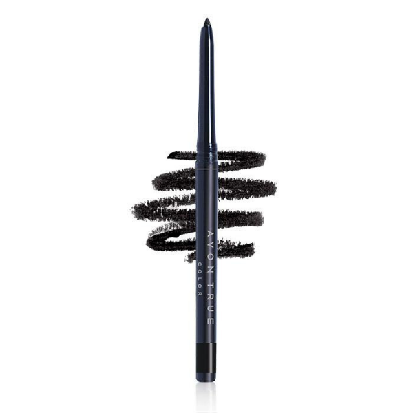 Open tube of glimmersticks eye liner in front of an artistic black scribble, against a white background