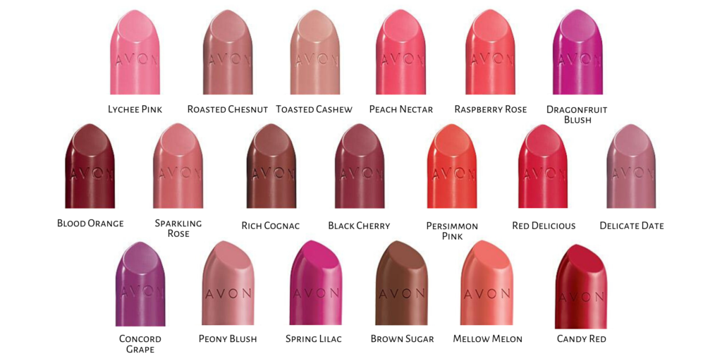 Shade chart showing the different shades of True Color Nourishing Lipstick