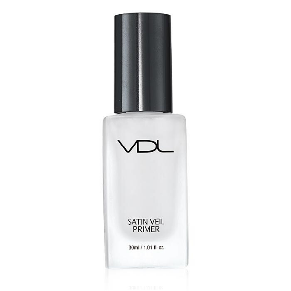 Bottle of VDL Satin Veil Primer, against a white background