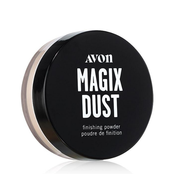 Container of MagiX Dust finishing powder, against a white background