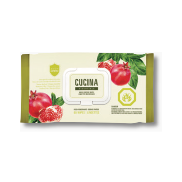 Package of Cucina multipurpose wipes, against a white background