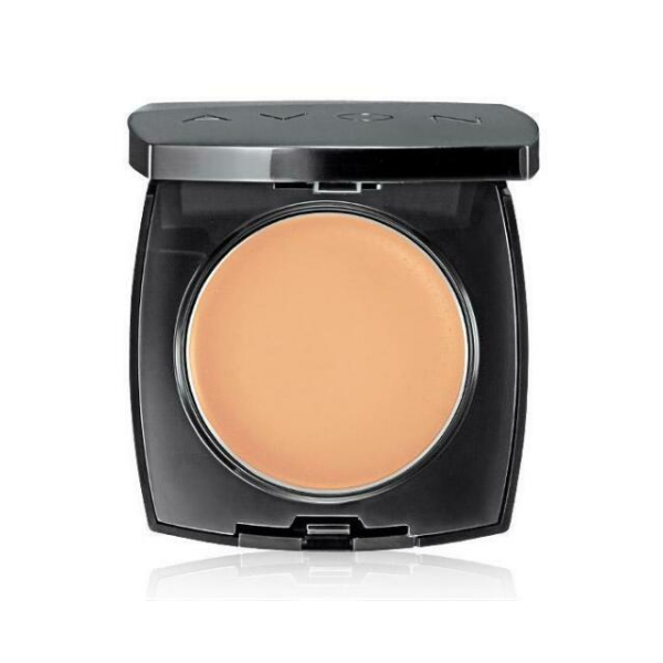 Compact of True Color Flawless Cream to Powder Foundation, a discontinued avon makeup product, against a white background