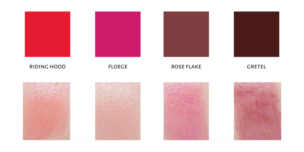 Shade chart showing the different shades of VDL Creamy Stick Jelly