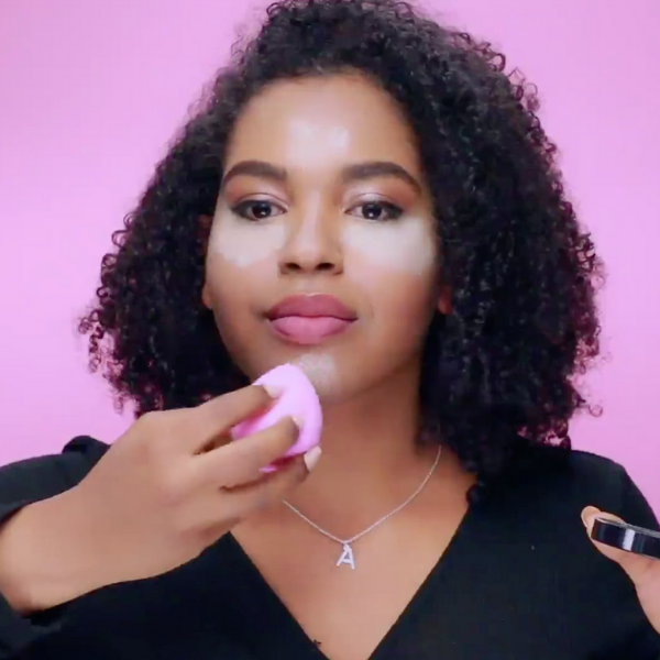 Screenshot from the above video showing step 3 of how to bake makeup