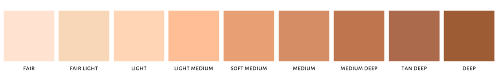 Shade chart showing the different shades of MagiX Tint Tinted Moisturizer in Natural Matte and Oil-Free