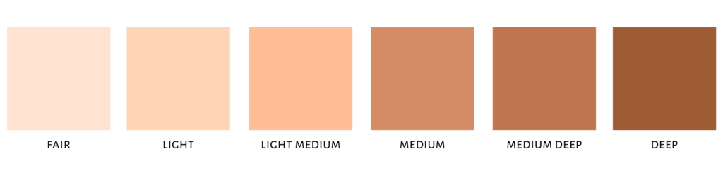 Shade chart showing the different shades of MagiX Tint Brightening Tinted Moisturizer