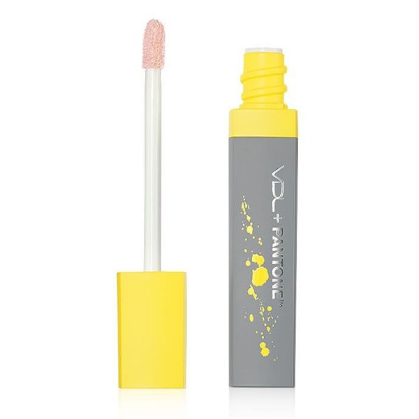 Open Tube of VDL x Pantone Expert Primer For Eyes with limited edition grey and yellow packaging, against a white background