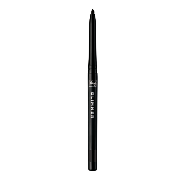 Open tube of fmg Glimmer Waterproof Eyeliner, in front of a white background