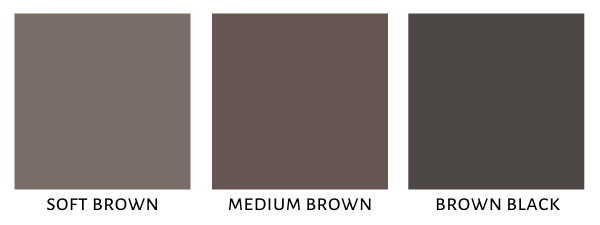 Shade chart showing the different shades of VDL Eye Fine Double Edge Brow Pencil