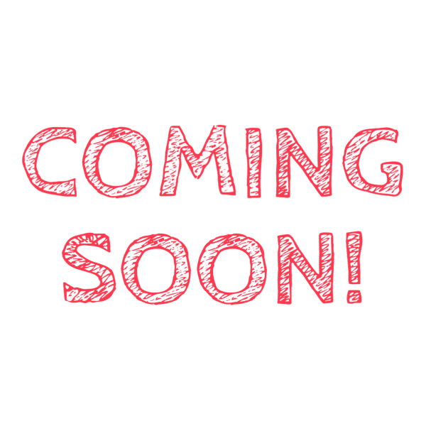 Bright pink text that reads "coming soon!", against a white background