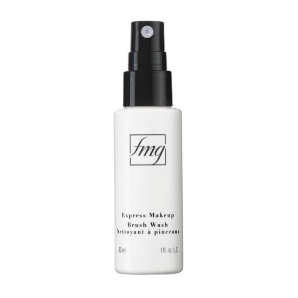 Bottle of fmg Express Makeup Brush Wash against a white background