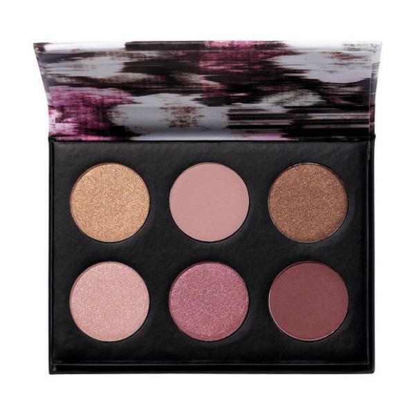Open compact of Cashmere Soft Glam Eyeshadow Palette, against a white background