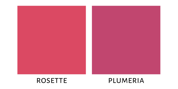 Shade chart showing the different shades of fmg Glimmer Lip & Cheek Stain by Avon