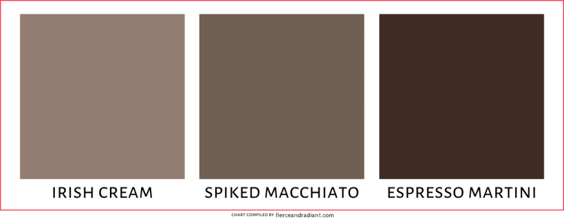 Shade chart showing the different shades of TPSY Snatched Brow & Freckle Marker