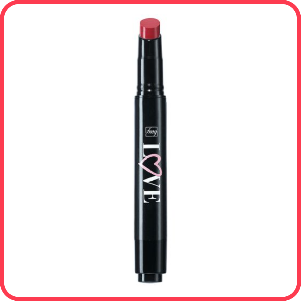Open tube of Love Lip Butter in the red shade Secret Crush, against a white background with a bright pink border