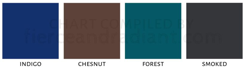 Shade chart showing the different shades of Glimmer Liquid Color Eyeliner Pen